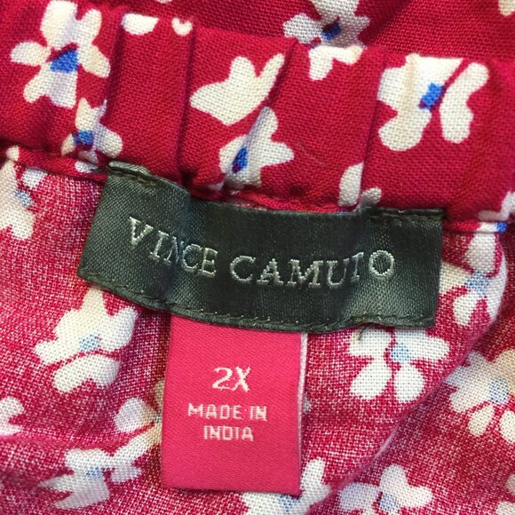 Vince Camuto Blouse Top 2X Womans Plus Pink White Floral Off The Shoulder Ruffle - Picture 4 of 14